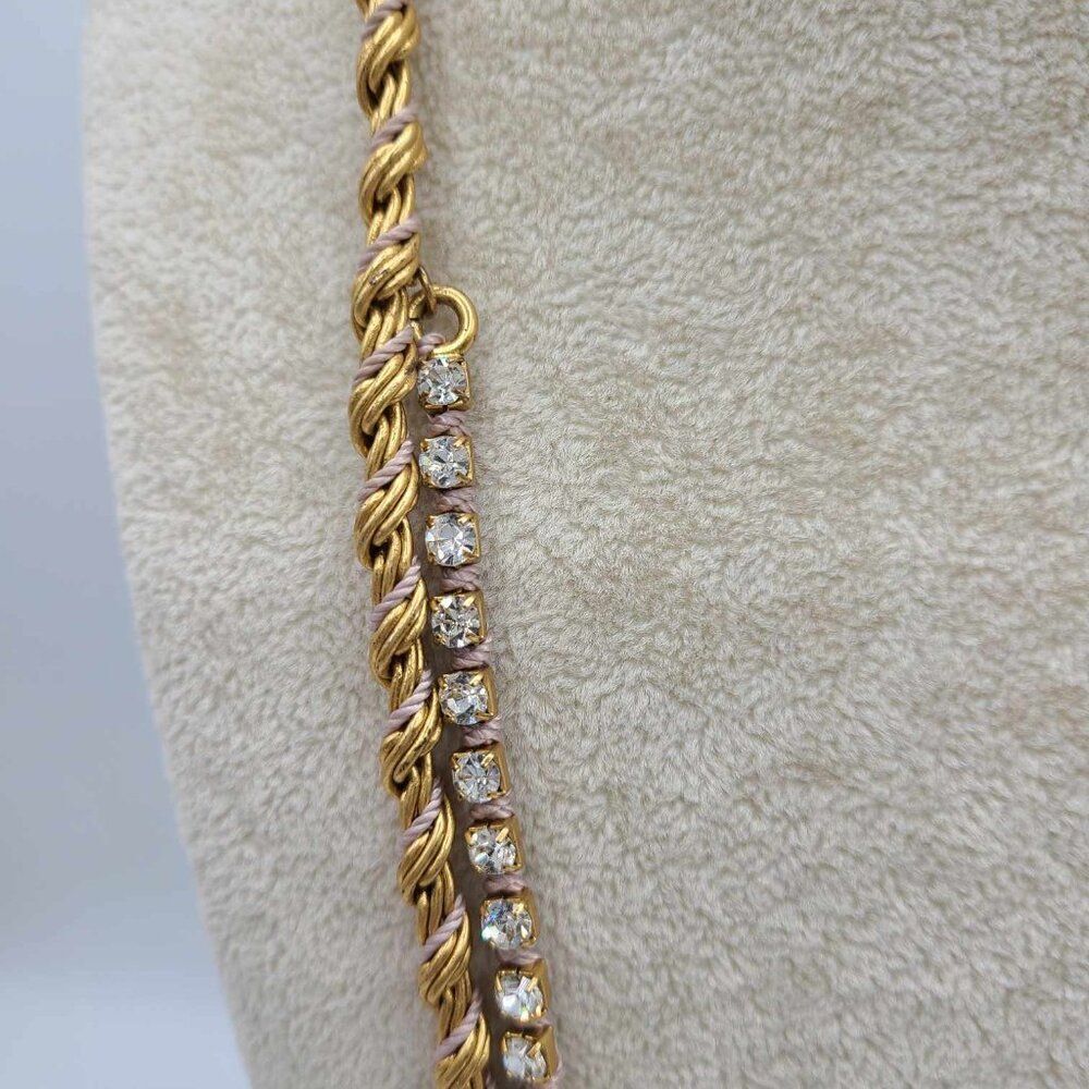 J Crew Gold Tone and Clear Crystal Double Rope Necklace NWOT! - Picture 10 of 11